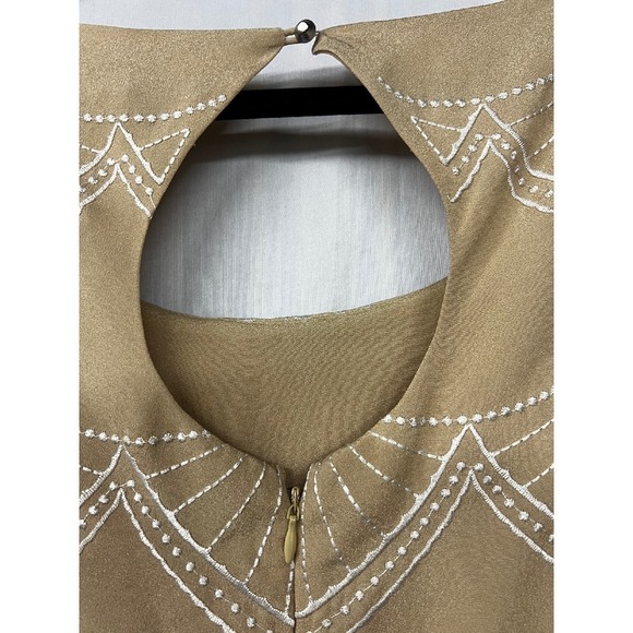 Antonio Melani  Warm Sand Embroidered Scalloped Mini Dress NWT Size 14 - Picture 6 of 6
